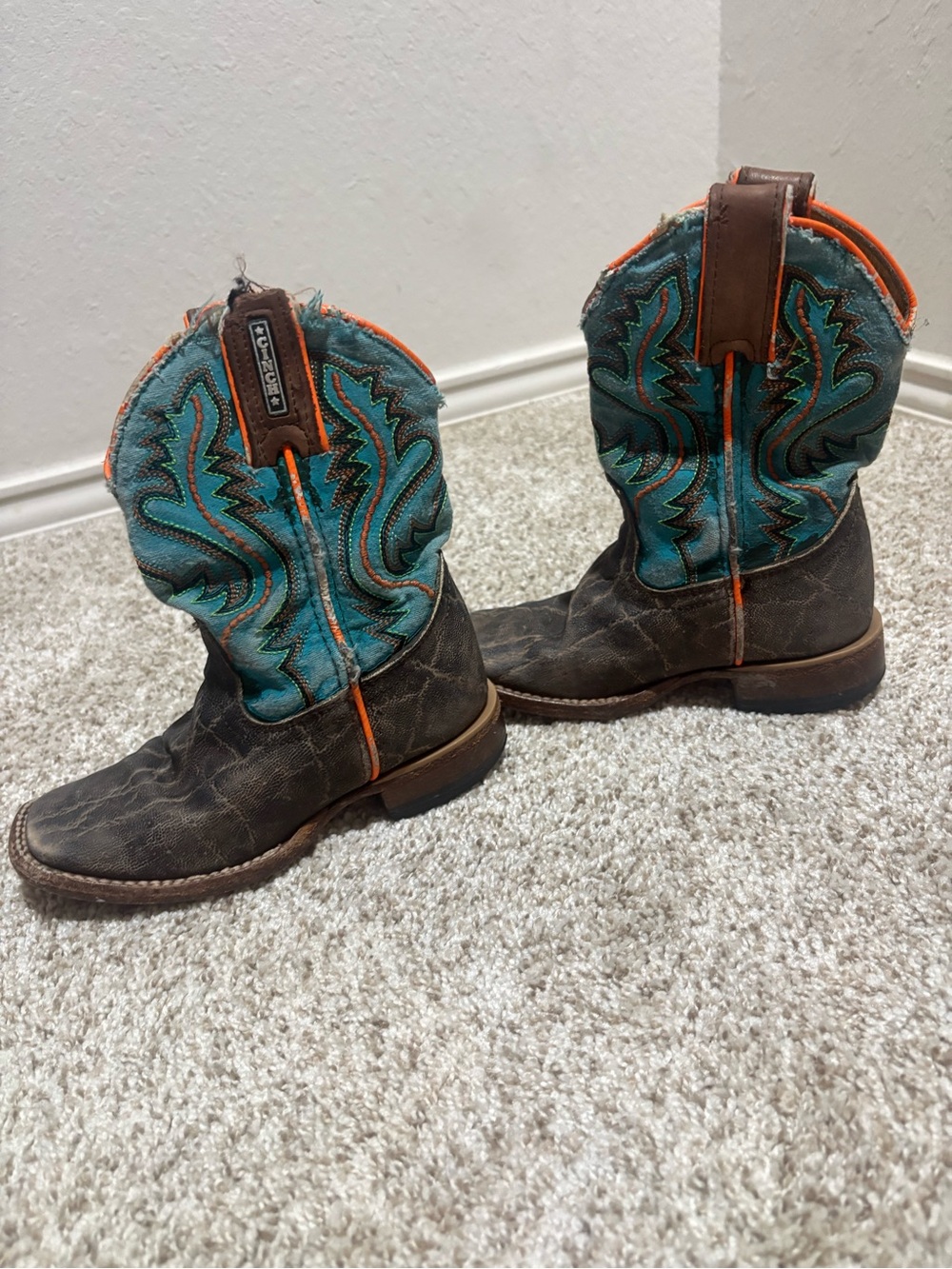 Cinch Kids Brown & Turquoise Western Cowboy Boots